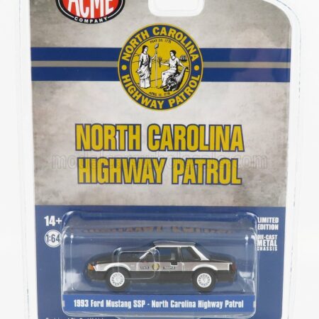 ACME-MODELS 1/64 FORD USA | MUSTANG SSP NORTH CAROLINA HIGWAY PATROL POLICE 1993 | BLACK SILVER