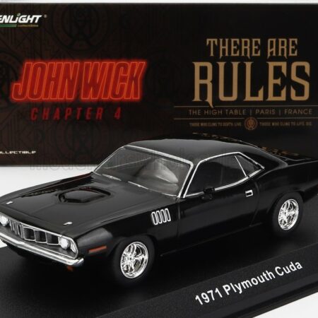 GREENLIGHT 1/43 PLYMOUTH | CUDA COUPE 1971 - JOHN WICK CHAPTER 4 MOVIE 2023 | BLACK