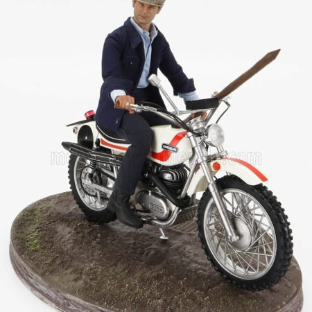 CLC-MODELS 1/12 OSSA | 250 AE73 ENDURO 1973 WITH TERENCE HILL SMALL ACTION FIGURE - FROM MOVIE - ALTRIMENTI CI ARRABBIAMO - TV SERIES - MOTORCYCLE | WHITE