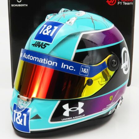 MINI HELMET 1/2 SCHUBERTH HELMET | F1 CASCO HELMET VF-22 TEAM HAAS N 47 MIAMI GP 2022 MICK SCHUMACHER | LIGHT BLUE BLACK