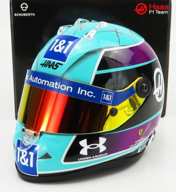 MINI HELMET 1/2 SCHUBERTH HELMET | F1 CASCO HELMET VF-22 TEAM HAAS N 47 MIAMI GP 2022 MICK SCHUMACHER | LIGHT BLUE BLACK