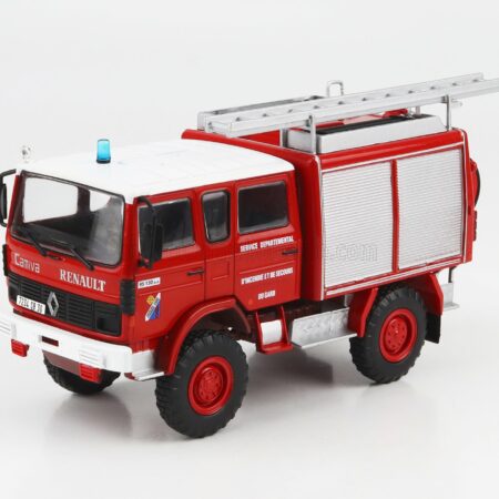 EDICOLA 1/43 RENAULT | 95.130 4x4 FPT DOUBLE CABINE TANKER TRUCK SAPEURS POMPIERS 1992 | RED WHITE SILVER