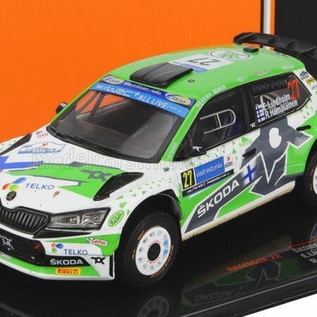 IXO-MODELS 1/43 SKODA | FABIA RALLY2 EVO N 27 RALLY ESTLAND 2022 E.LINDHOLM - R.HAMALAINEN | GREEN WHITE GREY