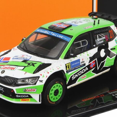 IXO-MODELS 1/43 SKODA | FABIA RALLY2 EVO N 21 RALLY ESTLAND 2022 A.MIKKELSEN - T.ERIKSEN | GREEN WHITE BLACK