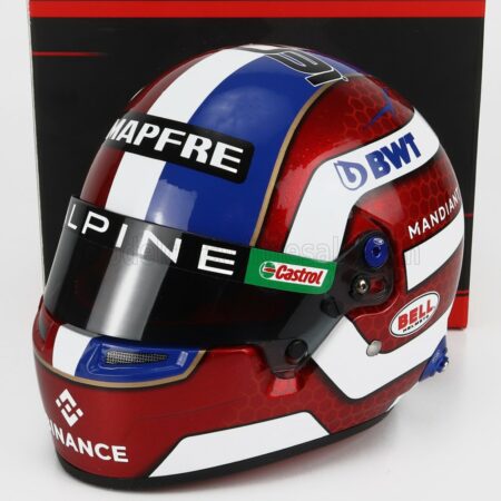 MINI HELMET 1/2 BELL HELMET | F1  CASCO HELMET RENAULT A522 TEAM ALPINE BWT N 31 SEASON 2022 ESTEBAN OCON | RED WHITE