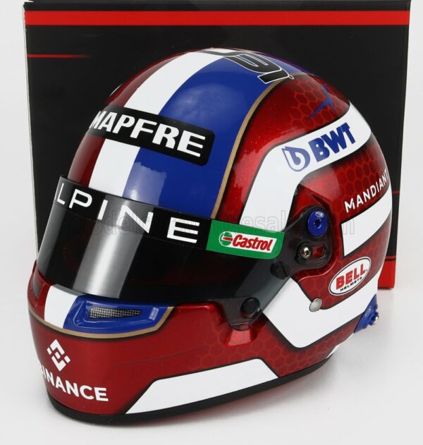 MINI HELMET 1/2 BELL HELMET | F1  CASCO HELMET RENAULT A522 TEAM ALPINE BWT N 31 SEASON 2022 ESTEBAN OCON | RED WHITE