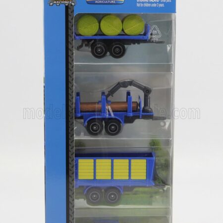 MAISTO 1/64 NEW HOLLAND | SET T7-315 TRACTOR WITH 3X TRAILER 2018 | BLUE YELLOW