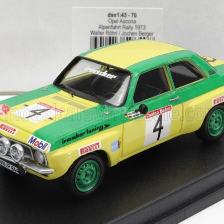 TROFEU 1/43 OPEL | ASCONA (night version) N 4 RALLY ALPENFAHRT 1973 W.ROHRL - J.BERGER | YELLOW GREEN