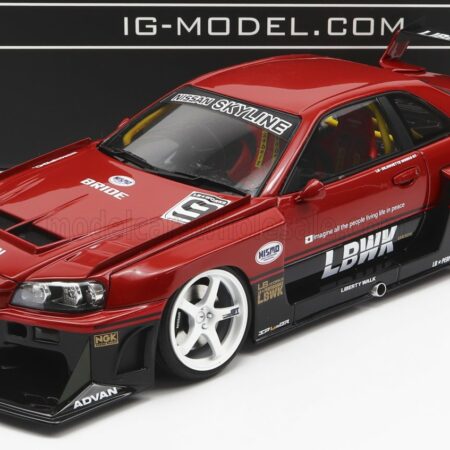 IGNITION-MODEL 1/18 NISSAN | SKYLINE LB-ER34 N 9 SUPER SILHOUETTE LBWK 1996 | RED BLACK