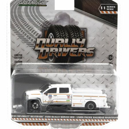 GREENLIGHT 1/64 CHEVROLET | SILVERADO 3500 DOUBLE CABINE UNION PACIFIC RAILROAD 2018 | WHITE