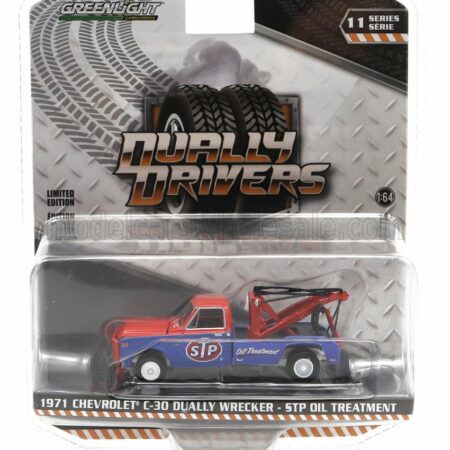 GREENLIGHT 1/64 CHEVROLET | C-30 PICK-UP STP OIL TREATMENT CARRO ATTREZZI - WRECKER ROAD SERVICE 1971 | BLUE RED