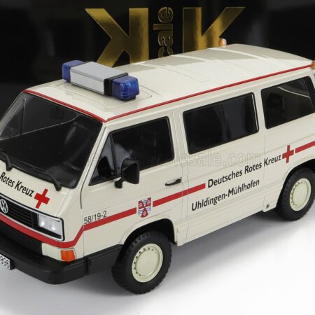 KK-SCALE 1/18 VOLKSWAGEN | T3 MINIBUS DEUTSCHES ROTES KREUZ AMBULANCE 1987 | CREME RED