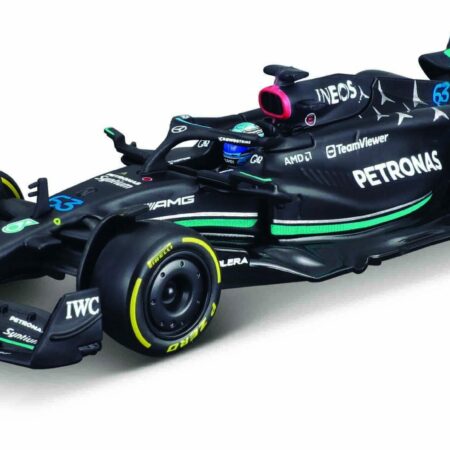 BURAGO 1/43 MERCEDES GP | F1 W14 TEAM MERCEDES-AMG PETRONAS FORMULA ONE N 63 SEASON 2023 GEORGE RUSSEL - CON PILOTA E VETRINA - WITH PILOT AND SHOWCASE | MATT BLACK