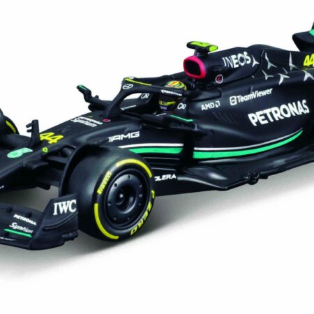 BURAGO 1/43 MERCEDES GP | F1 W14 TEAM MERCEDES-AMG PETRONAS FORMULA ONE N 44 SEASON 2023 LEWIS HAMILTON - CON PILOTA E VETRINA - WITH PILOT AND SHOWCASE | MATT BLACK