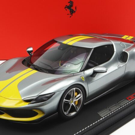 BBR-MODELS 1/18 FERRARI | 296 GTB ASSETTO FIORANO 2022 | GRIGIO CORBURN - GREY YELLOW