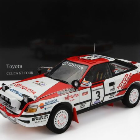 KYOSHO 1/18 TOYOTA | CELICA GT-FOUR ST165 (night version) N 3 WINNER RALLY SAFARI RALLY 1990 BJORN WALDEGARD - FRED GALLAGHER | WHITE RED