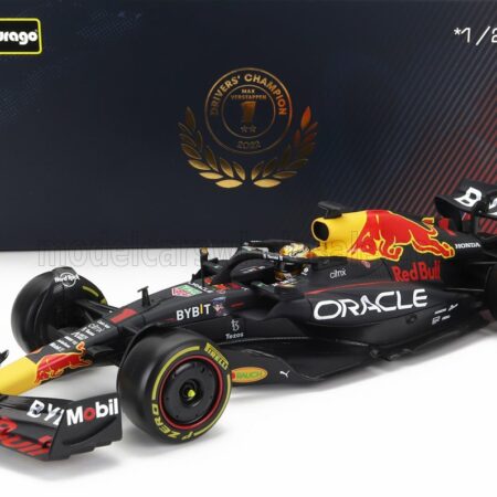 BURAGO 1/24 RED BULL | F1  RB18 TEAM ORACLE RED BULL RACING N 1 WORLD CHAMPION SEASON 2022 MAX VERSTAPPEN - WITH PILOT AND SHOWCASE | MATT BLUE YELLOW RED