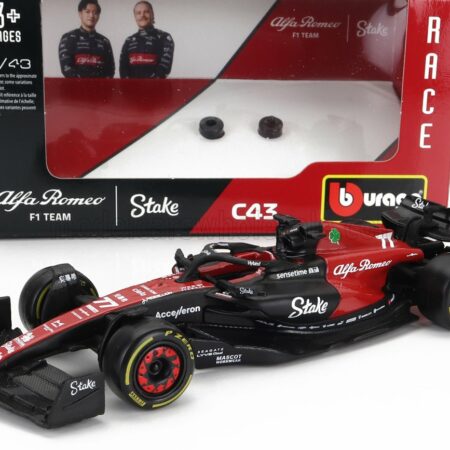 BURAGO 1/43 ALFA ROMEO | F1  C43 TEAM STAKE N 77 SEASON 2023 VALTTERI BOTTAS | BLACK RED