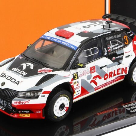 IXO-MODELS 1/43 SKODA | FABIA RALLY2 EVO N 3 RALLY POLEN 2022 M.MARCZYK - S.GOSPORARCZYK | WHITE RED