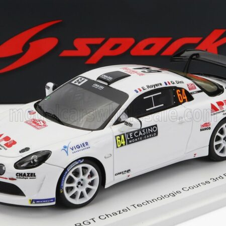 SPARK-MODEL 1/43 RENAULT | ALPINE A110 RALLY RGT TEAM CHAZEL TECHNOLOGIE COURSE N 64 3rd RGT RALLY MONTECARLO 2023 E.ROYERE - G.DINI | WHITE