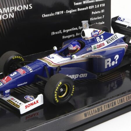 MINICHAMPS 1/43 WILLIAMS | F1 RENAULT FW19 N 3 WORLD CHAMPION DIRTY VERSION SEASON 1997 JACQUES VILLENEUVE | BLUE WHITE