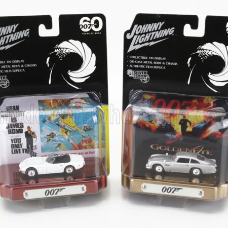 JOHNNY LIGHTNING 1/64 TOYOTA | SET 2X DB5 1965 - 007 JAMES BOND - GOLDENEYE + 2000GT SPIDER 1967 - 007 JAMES BOND - YOU ONLY LIVE TWICE - SI VIVE SOLO DUE VOLTE | WHITE