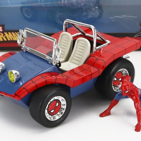 JADA 1/24 MAYERS MANX | BUGGY WITH SPIDERMAN FIGURE MARVEL 1964 | BLUE RED