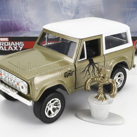 JADA 1/32 FORD USA | BRONCO WITH GROOT FIGURE MARVEL GUARDIANS OF THE GALAXY 1973 | GREEN WHITE