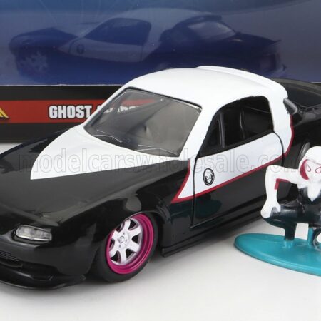 JADA 1/32 MAZDA | MIATA WITH MARVEL GHOST SPIDER 1990 | BLACK WHITE