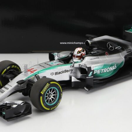 MINICHAMPS 1/18 MERCEDES GP | F1  W06 AMG PETRONAS N 44 WORLD CHAMPION SEASON 2015 LEWIS HAMILTON | SILVER GREEN