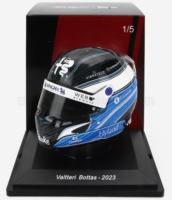 SPARK-MODEL 1/5 BELL HELMET | F1  CASCO HELMET ALFA ROMEO C43 TEAM STAKE N 77 SEASON 2023 VALTTERI BOTTAS | 2 TONE BLUE