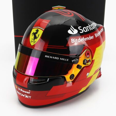 MINI HELMET 1/2 BELL HELMET | F1  CASCO HELMET FERRARI SF-23 TEAM SCUDERIA FERRARI N 55 SEASON 2023 CARLOS SAINZ | RED YELLOW BLACK