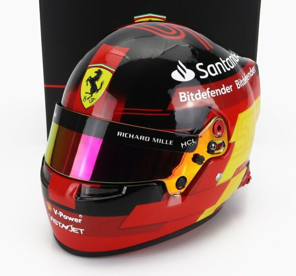 MINI HELMET 1/2 BELL HELMET | F1  CASCO HELMET FERRARI SF-23 TEAM SCUDERIA FERRARI N 55 SEASON 2023 CARLOS SAINZ | RED YELLOW BLACK