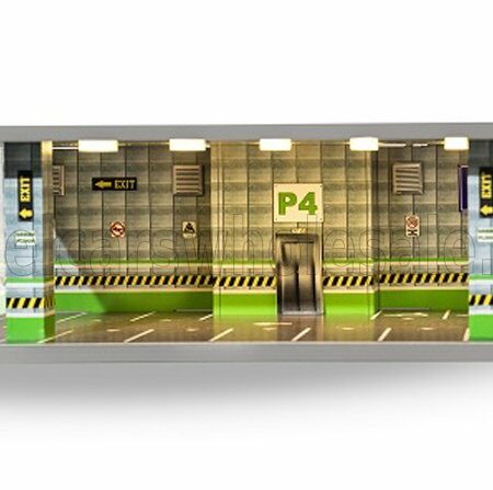 ATLANTIC 1/64 VETRINA DISPLAY BOX | DIORAMA PARCHEGGIO QUARTO PIANO - PARKING P4 GREEN FLOOR - CARS NOT INCLUDED - Lungh.LENGHT cm 43.0 X Largh.WIDTH cm 25.0 X Alt.HEIGHT cm 14.0 | VARIOUS