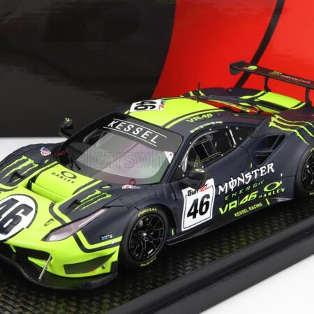 BBR-MODELS 1/43 FERRARI | 488 GT3 3.9L TURBO V8 TEAM KESSEL RACING VR46 N 46 12h GULF 2021 VALENTINO ROSSI - LUCA MARINI - A.SALUCCI UCCIO - CON VETRINA - WITH SHOWCASE | MATT BLUE YELLOW