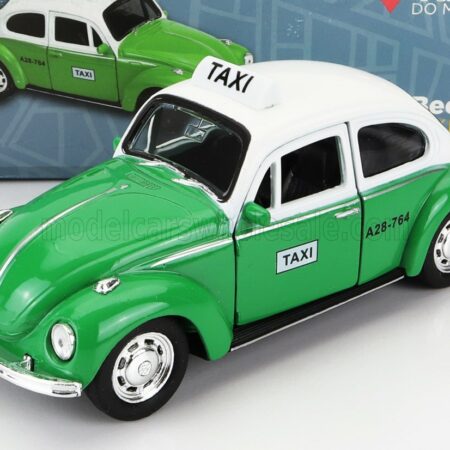 WELLY 1/38 VOLKSWAGEN | BEETLE MAGGIOLINO TAXI MEXICO 1969 - DAMAGE CARD BOX | GREEN WHITE