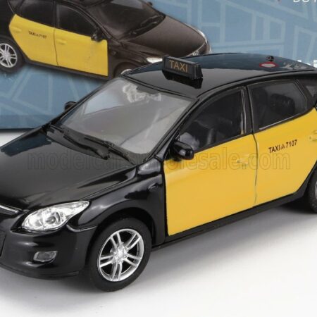 WELLY 1/38 HYUNDAI | i30 TAXI BARCELLONA SPAIN 2007 - DAMAGE CARD BOX | BLACK YELLOW