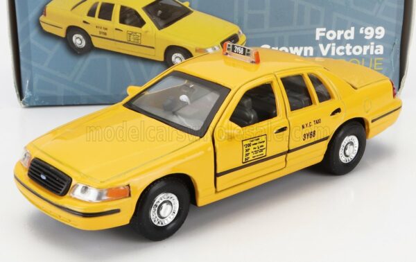 WELLY 1/38 FORD USA | CROWN VICTORIA TAXI NEW YORK USA 1999 - DAMAGE CARD BOX | YELLOW