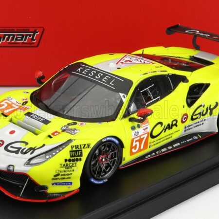 LOOKSMART 1/43 FERRARI | 488 GTE EVO 3.9L TURBO V8 TEAM KESSEL RACING N 57 24h LE MANS 2022 T.KIMURA - F.SCHANDORFF - M.JENSEN | YELLOW SILVER