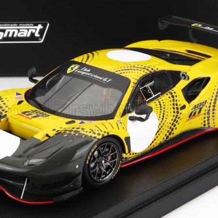 LOOKSMART 1/43 FERRARI | 488 GT MODIFICATA CLUB COMPETIZIONI GT 2020 - CON VETRINA - WITH SHOWCASE | YELLOW GLOSS GREY