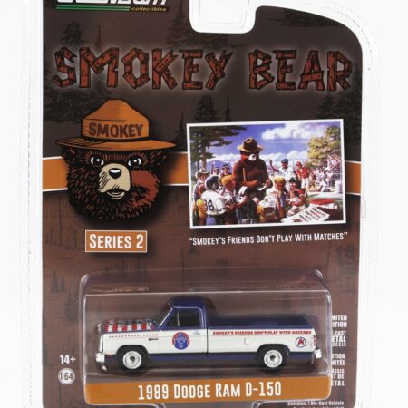 GREENLIGHT 1/64 DODGE | RAM D-150 PICK-UP 1989 - SMOKEY BEAR | WHITE BLUE