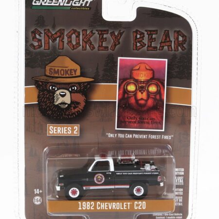 GREENLIGHT 1/64 CHEVROLET | C-20 PICK-UP FOREST POLICE 1982 - SMOKEY BEAR | BLACK WHITE