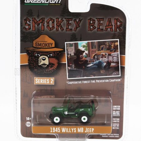 GREENLIGHT 1/64 JEEP | WILLYS MB OPEN 1945 - SMOKEY BEAR | GREEN