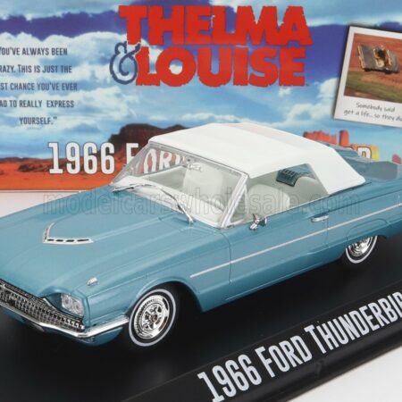 GREENLIGHT 1/43 FORD USA | THUNDERBIRD CABRIOLET CLOSED 1966 - THELMA & LOUISE | LIGHT BLUE MET WHITE