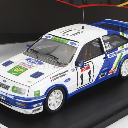 TROFEU 1/43 FORD ENGLAND | SIERRA RS COSWORTH (night version) N 11 RALLY TOUR DE CORSE 1989 P.C.BARONI - M.ROUSSEAU | WHITE BLUE