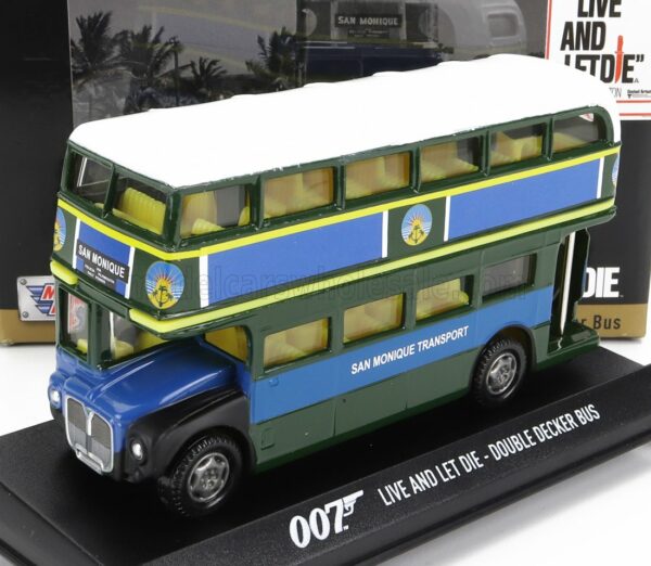 MOTOR-MAX 1/36 DECKER | DIORAMA - AUTOBUS 1960 - 007 JAMES BOND - LIVE AND LET DIE - VIVI E LASCIA MORIRE | BLUE GREEN