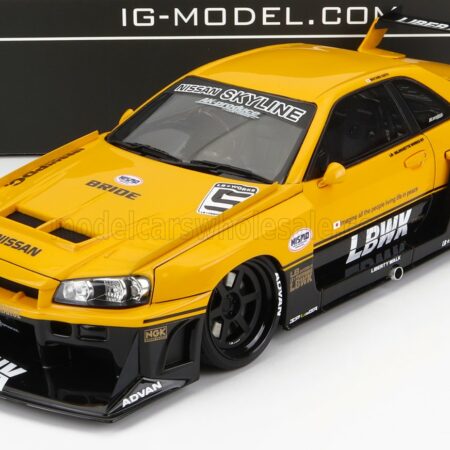 IGNITION-MODEL 1/18 NISSAN | SKYLINE LB-ER34 N 5 SUPER SILHOUETTE LBWK 1996 | YELLOW BLACK