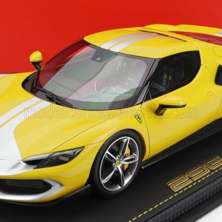 BBR-MODELS 1/18 FERRARI | 296 GTB ASSETTO FIORANO 2022 - CON VETRINA - WITH SHOWCASE | GIALLO MODENA - YELLOW SILVER