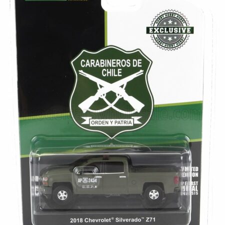 GREENLIGHT 1/64 CHEVROLET | SILVERADO Z71 PICK-UP POLICE CARABINEROS DE CHILE 2018 | MILITARY GREEN