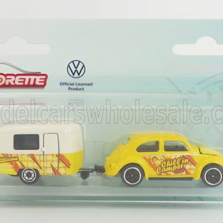 MAJORETTE 1/64 VOLKSWAGEN | BEETLE KAFER MAGGIOLINO WITH ROULOTTE 1959 | YELLOW WHITE